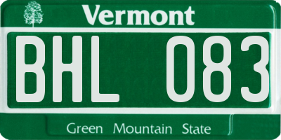 VT license plate BHL083