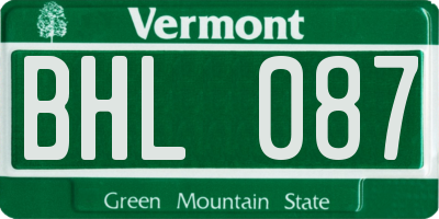 VT license plate BHL087