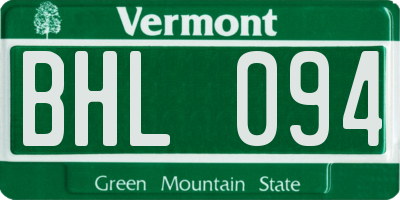 VT license plate BHL094