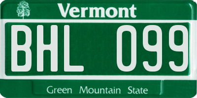VT license plate BHL099
