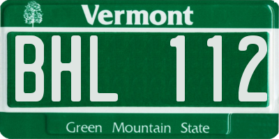 VT license plate BHL112