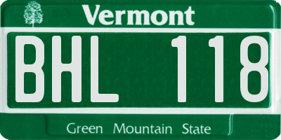 VT license plate BHL118