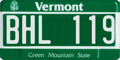 VT license plate BHL119