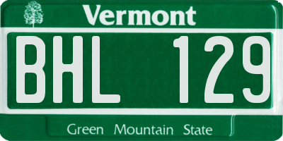 VT license plate BHL129