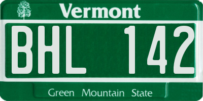 VT license plate BHL142