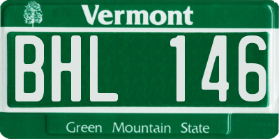 VT license plate BHL146