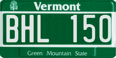 VT license plate BHL150