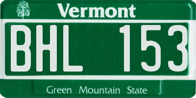 VT license plate BHL153