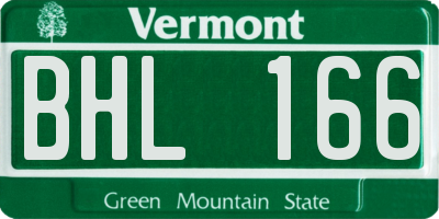 VT license plate BHL166