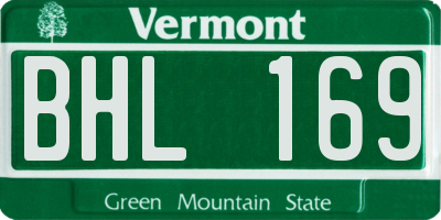 VT license plate BHL169