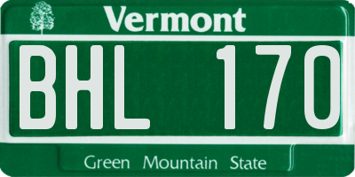 VT license plate BHL170