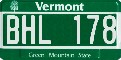 VT license plate BHL178