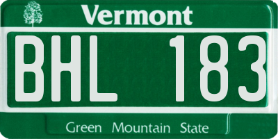 VT license plate BHL183