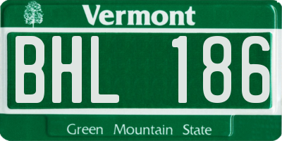 VT license plate BHL186