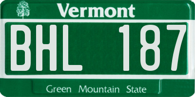 VT license plate BHL187