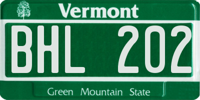 VT license plate BHL202