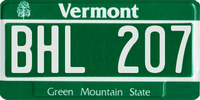 VT license plate BHL207