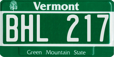 VT license plate BHL217