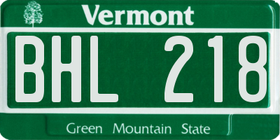 VT license plate BHL218