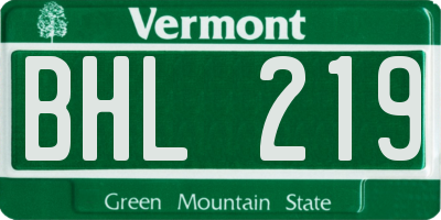 VT license plate BHL219