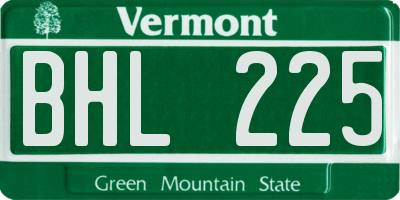 VT license plate BHL225