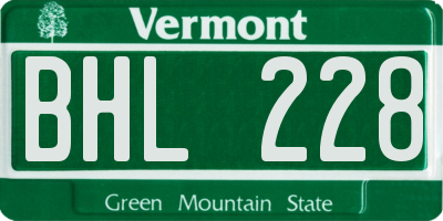 VT license plate BHL228