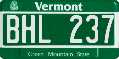VT license plate BHL237