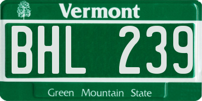VT license plate BHL239