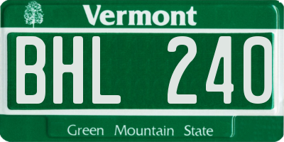 VT license plate BHL240
