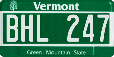 VT license plate BHL247