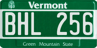 VT license plate BHL256