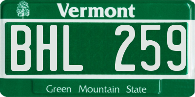 VT license plate BHL259