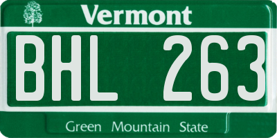 VT license plate BHL263