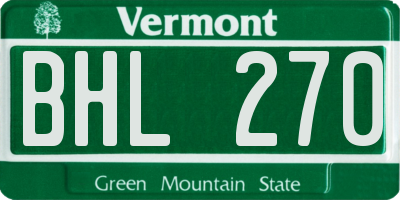VT license plate BHL270