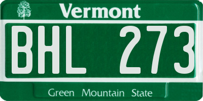 VT license plate BHL273