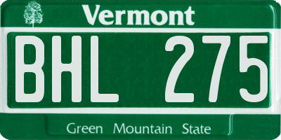 VT license plate BHL275