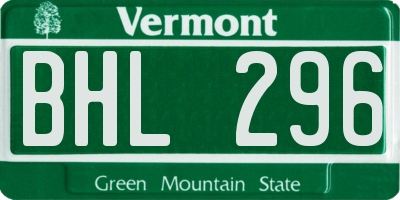 VT license plate BHL296