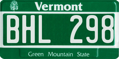 VT license plate BHL298