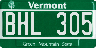 VT license plate BHL305