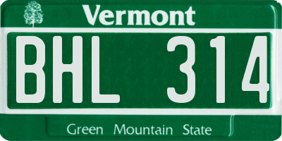 VT license plate BHL314