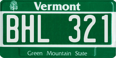 VT license plate BHL321
