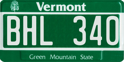 VT license plate BHL340
