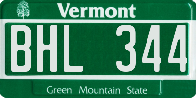 VT license plate BHL344