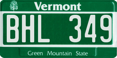 VT license plate BHL349
