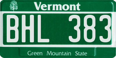 VT license plate BHL383