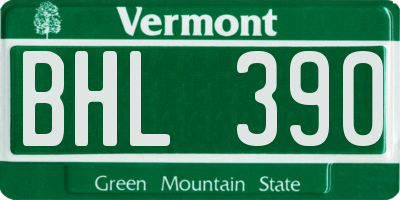 VT license plate BHL390