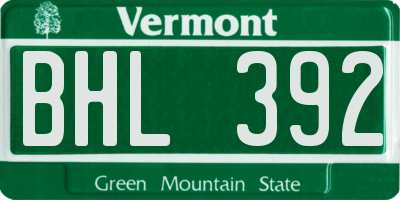 VT license plate BHL392
