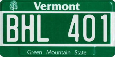 VT license plate BHL401