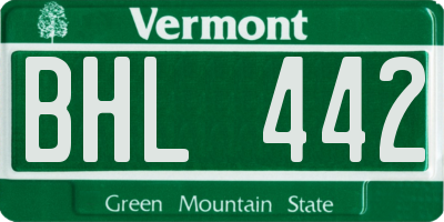 VT license plate BHL442