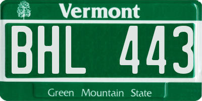 VT license plate BHL443